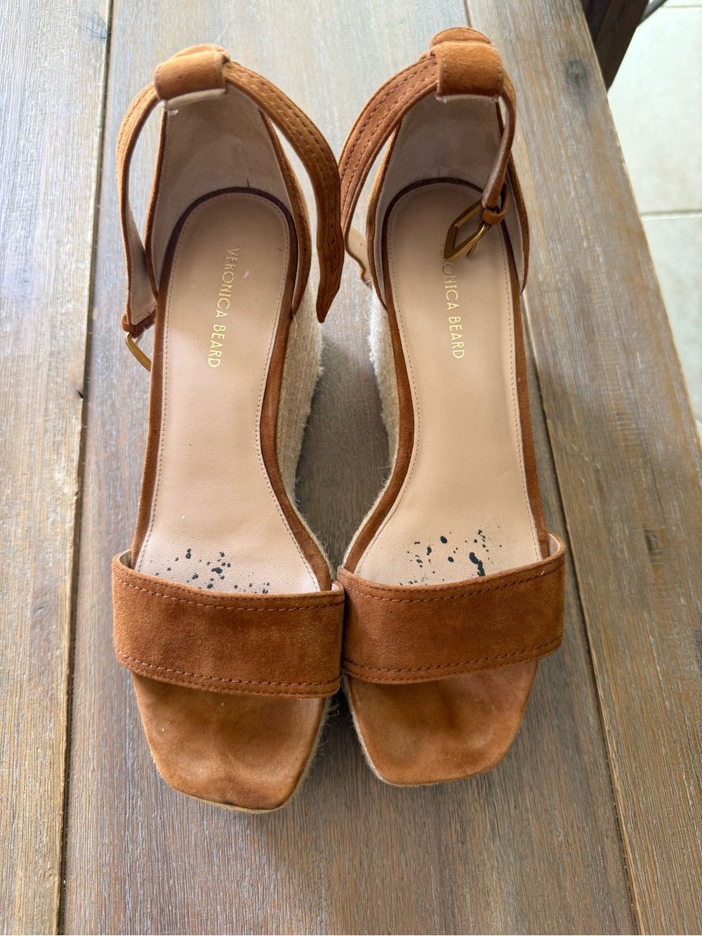 Veronica Beard Gianna Suede Platform Espadrille Wedge Sandals Size 8
